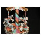 10" Blue/Pink/Orange/Brown/White Wooden Collectible Carousel