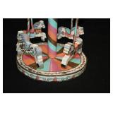 10" Blue/Pink/Orange/Brown/White Wooden Collectible Carousel