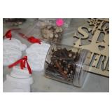 Lot of  Assorted Arts & Crafts Supplies/Accessories, Ornaments, Santa Please Stop Here, Pins and more