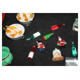 Lot of (18) Assorted Christmas and Holiday Decorations & Figurines, Little Red Wagon, Nutcrackers, Bottles of Wine and Beer on Ice, and more