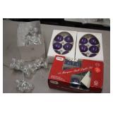 Lot of (4 Boxes) Assorted Holday Ornaments/Decorations (Bulbs), Marquee Ball Light Set, Handcrafted Glass Ornaments