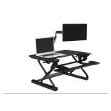 Hanover Black Modern / Contemporary 35" Wide Adjustable Height Sit - Stand Lifting Desk - New in Box