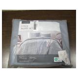 3 Piece Duvet Set-Full/ Queen-Grey/ Raised Ridges