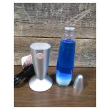 13.5in. Blue/ White Lava Lamp-Silver Finish