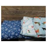 Set of 3 Holiday Plush Blankets-66" x 90"-Dogs/ Polar Bears/ Snow Flakes