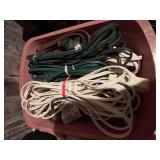 Household LOT - Cordless Drill, Air Hose, Extension Cords, Collapsing Garden Hose