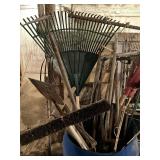 Gardening LOT - Roof Rake, Shovels, Rakes, Brooms and More