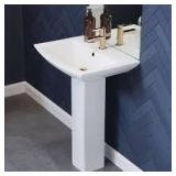 Swiss Madison Sublime Pedestal Bathroom Ceramic Vessel Sink Round Single Faucet Hole in White Customer Returns See Pictures