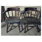 Five Vintage Wooden Arm Chairs