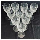 Set of Ten Waterford Kildare Claret Crystal Wine Glasses