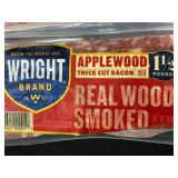 Wright Brand Real Wood Smoked Applewood Bacon - 2 X 1.5 lbs Package - Best by Oct 09 2024