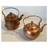 Pair of Antique Scandinavian Copper Tea Kettles