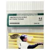 (2) Graded Trading Cards: 1999 Pacific Invincible #37 Frank Thomas Graded 9.0 Mint; 1990 Pro Set #56 Davis Love III, 10 Mint