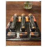 Like New Open Box 3 Pack Duracell LED Battery Powered Flashlights - Made of Metal so you can still hit people with them