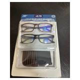 New Open Box 2 Pack of M+ Adult Blue Light Reading Glasses +2.75 with 2 cases