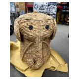 Home Decorators Collection Elephant Natural Woven Wood Laundry Room Hamper Basket with Lid (16" W)