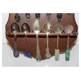 Sterling Silver Souvenir Spoons, Fork & Rack