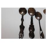 Sterling Silver Souvenir Spoons, Fork & Rack