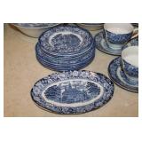 English Liberty Blue Historic Colonial Scenes China Set