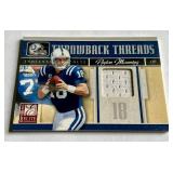 Peyton Manning Relic /199 2008 Donruss Elite Throwback Threads #TTS-22, numbered 093/199, Football Card