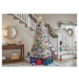 Home Accents Holiday 6.5 ft. Pre-Lit LED Festive Pine Flocked Artificial Christmas Tree T3 Customer Returns See Pictures