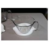 Pampered Chef Two-Size Covered Glass Measuring Cup Pitcher, Knives, Cookbook Etc