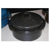 6-Qt Stock Pot Farberware SS Aluminum Clad, Graniteware 15-Inch Oval Blue Roaster, 10-Inch Round Black Roaster