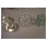 Cut-Class Bowls Decor Candle Holders, Green Flower Vases Etc