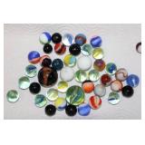 Vintage Marble Collection…2-Shooters 2-White 32-Marbles(Milk-Glass Cat-Eye Vitro) 7-Black Tiny