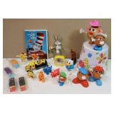 Collectible Tiny Toys Mr. Potato Head, M & M’s, The Cat in the Hat DVD, Mini Alarm Clock Etc