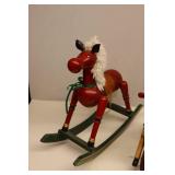 Holiday DeCor Wooden Rocking Horses w/One Musical, Glass Ornament Etc