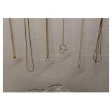 (8) Gold Heart Chain Necklaces Fine Jewelry w/Belt Buckle Necklace