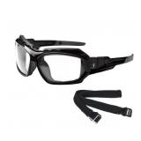 NEW 2 Pack of Ergodyne Skullerz LOKI Convertible Safety Spoggles w/ Strap -Black-Clear Lens