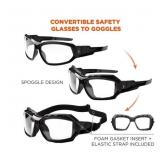 NEW 2 Pack of Ergodyne Skullerz LOKI Convertible Safety Spoggles w/ Strap -Black-Clear Lens