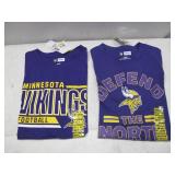 NEW Pair of MENS Short Sleeve Minnesota Vikings T-Shirts - Purple - XL