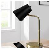 NEW LAMPz®15.5in Soho Desk Lamp with Charging Port - Brass with Black Shade