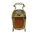 Victorian Filigree Ormolu Bevel Glass CARRIAGE Jewelry Casket Box Display