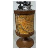 Vintage Japanese Globe Table Lighter with Wood Base and Map Design - Made in Japan