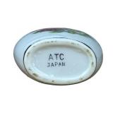 Vintage ATC Japan Porcelain Tabletop Lighter Floral Design White with Chrome Top