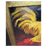 Original Hand-Painted Oil Painting by Maxey - Rooster Scene - 24”x21” with COA