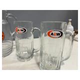 A & W Pitcher with Four A & W Mugs