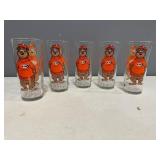 Set of Five Collectible A & W "The Great Root Bear" Glasses