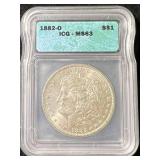 1882-O US MORGAN SILVER DOLLAR ICG MS63