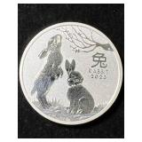 2023 YEAR OF THE RABBIT 2 TROY OZ .9999 FINE SILVER