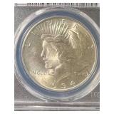 1934 US PEACE SILVER DOLLAR PCGS UNC DETAIL