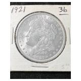 1921 US MORGAN SILVER DOLLAR UNC