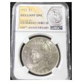 1922 US PEACE SILVER DOLLAR NGC BU