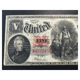 1863 Red Seal $5 Dollar United States Note