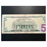 2013 $5 Dollar Star Note Triple Zero Number