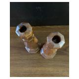 4 Vintage Wood Candlestick Holders